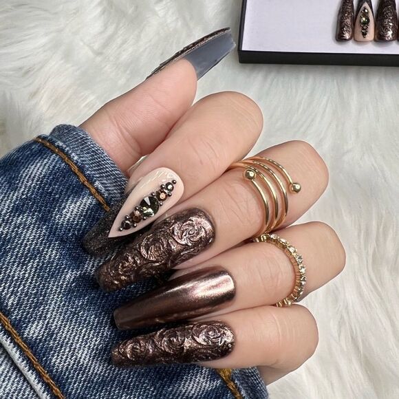 COPY - Greek Bronze Goddess Press On Nails - Picture 2 of 14